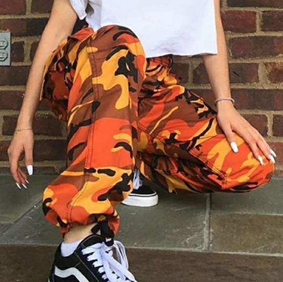 Rainbow Pants - Orange Camo Cargo Pants